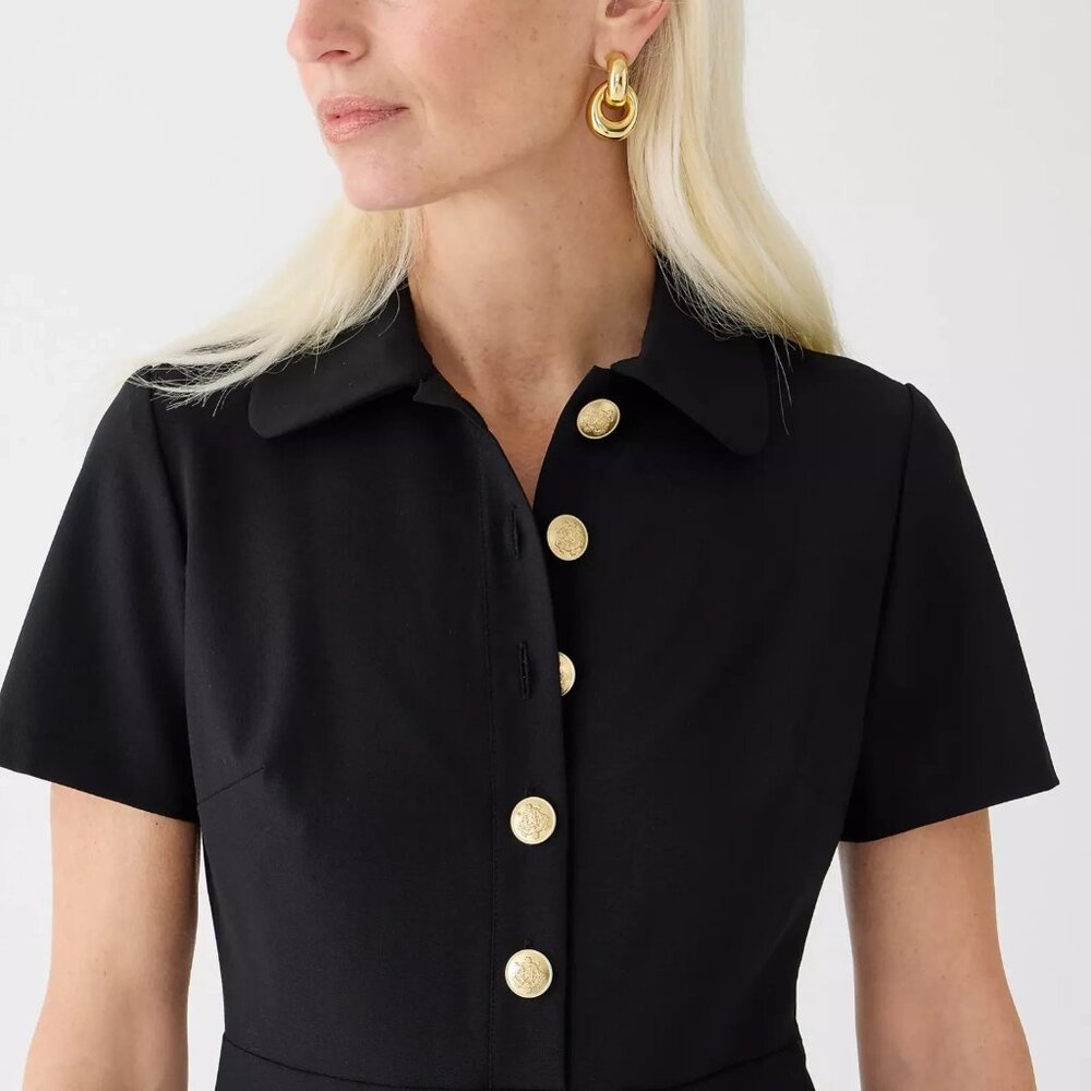 NWT J.Crew Collared Sheath in Black Bi-stretch Wool Blend Dress 6 $298 - Picture 2 of 10